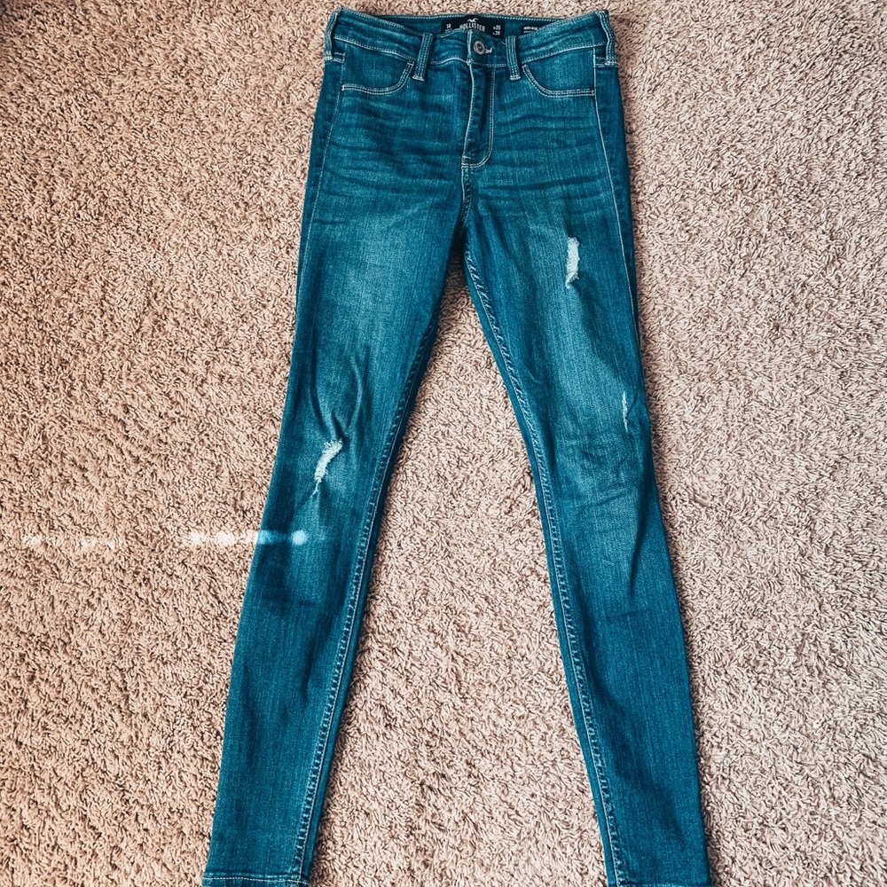 Blue Hollister semi ripped jeans